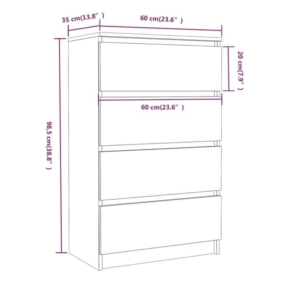 The Living Store kommode 60x35x98,5 cm konstrueret træ brun egetræsfarve - Skænke