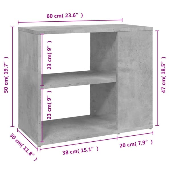 The Living Store sideskab 60x30x50 cm konstrueret træ betongrå -  Skænke