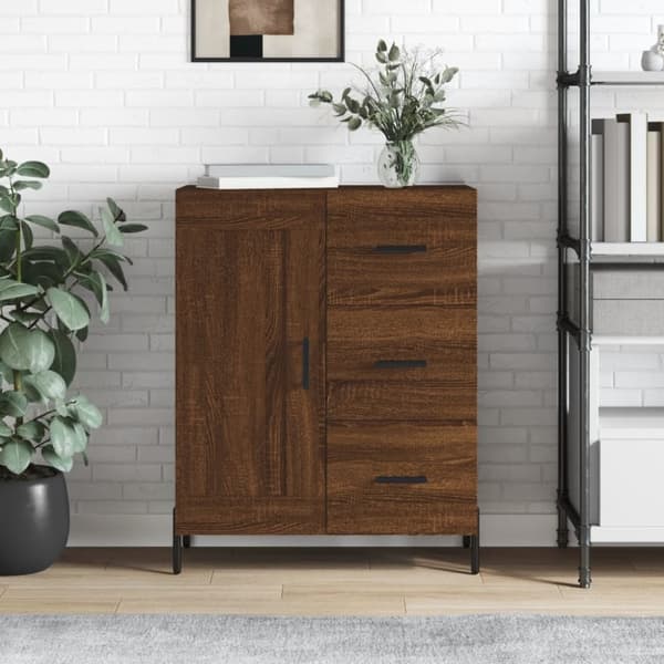 The Living Store skænk 69,5x34x90 cm konstrueret træ brun egetræsfarve - Skænke
