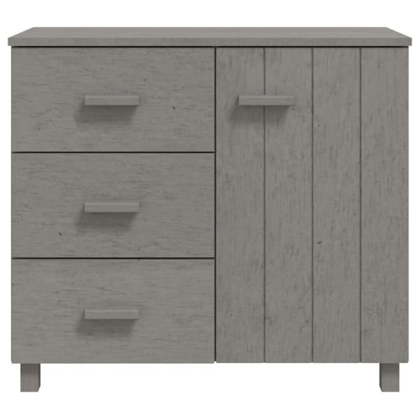 The Living Store skænk HAMAR 90x40x80 cm massivt fyrretræ lysegrå -  Skænke