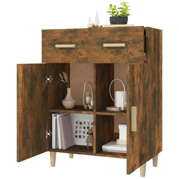 The Living Store Skänk rökfärgad ek 69,5x34x89 cm konstruerat trä - Skänkar & serveringsbord