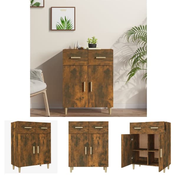 The Living Store Skänk rökfärgad ek 69,5x34x89 cm konstruerat trä - Skänkar & serveringsbord