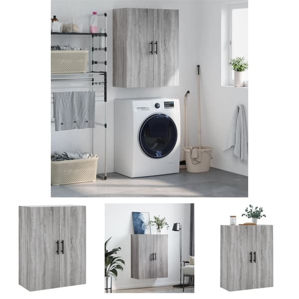 The Living Store væghængt skab 69,5x34x90 cm konstrueret træ grå sonoma-eg -  Skænke
