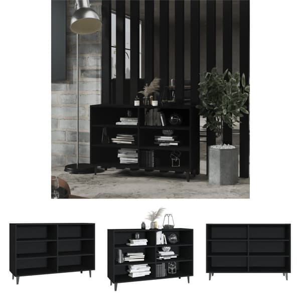 The Living Store Skänk svart 103,5x35x70 cm konstruerat trä - Skänkar & serveringsbord