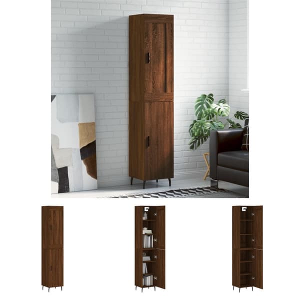 The Living Store skab 34,5x34x180 cm konstrueret træ brun egetræsfarve - Skænke