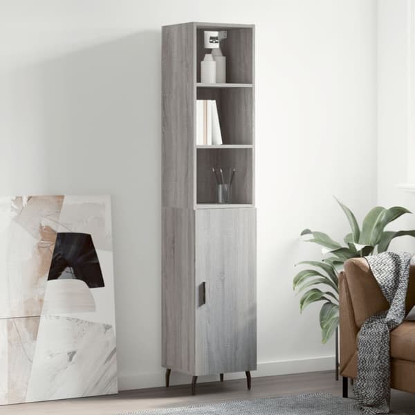 The Living Store Kaappi harmaa Sonoma 34,5x34x180 cm tekninen puu - Tarjoilupöydät & senkit