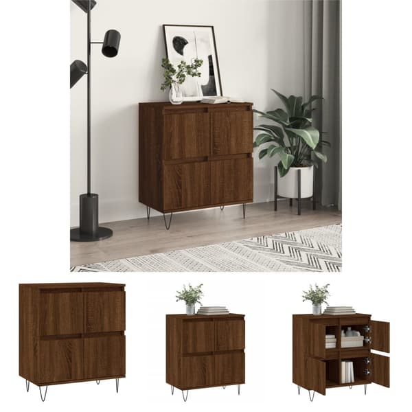 The Living Store skænk 60x35x70 cm konstrueret træ brun egetræsfarve - Skænke