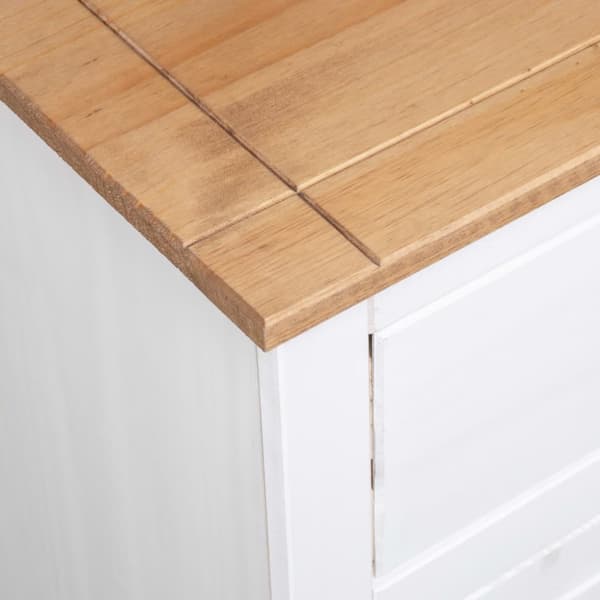 The Living Store Skänk vit 135x40x80 cm massiv furu panama - Skänkar & serveringsbord