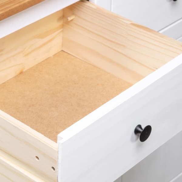 The Living Store Skänk vit 135x40x80 cm massiv furu panama - Skänkar & serveringsbord