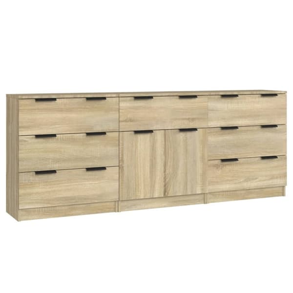 The Living Store Skänk 3 delar sonoma-ek konstruerat trä - Skänkar & serveringsbord
