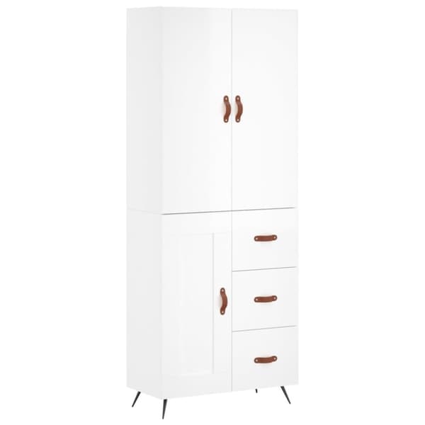 The Living Store højskab 69,5x34x180 cm konstrueret træ hvid højglans - Skænke