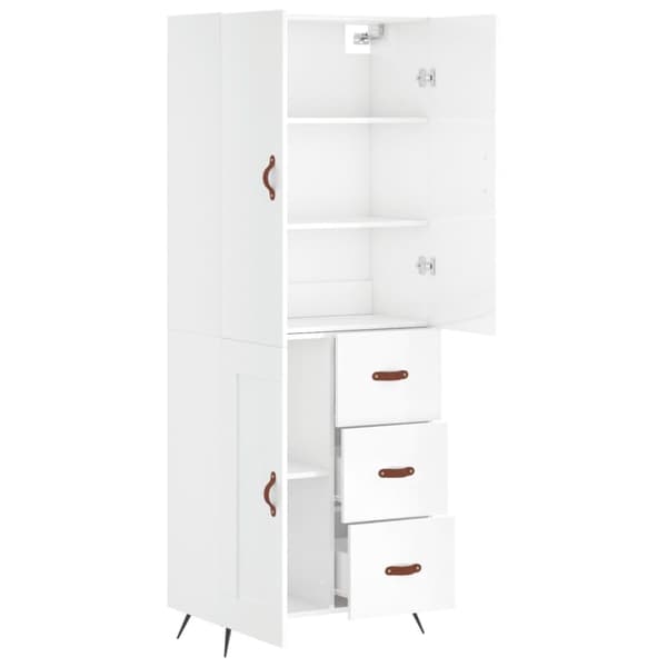 The Living Store højskab 69,5x34x180 cm konstrueret træ hvid højglans - Skænke