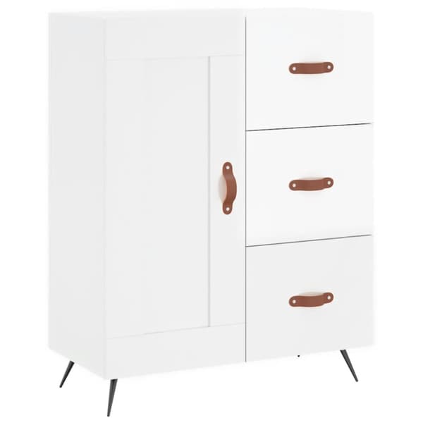 The Living Store højskab 69,5x34x180 cm konstrueret træ hvid højglans - Skænke