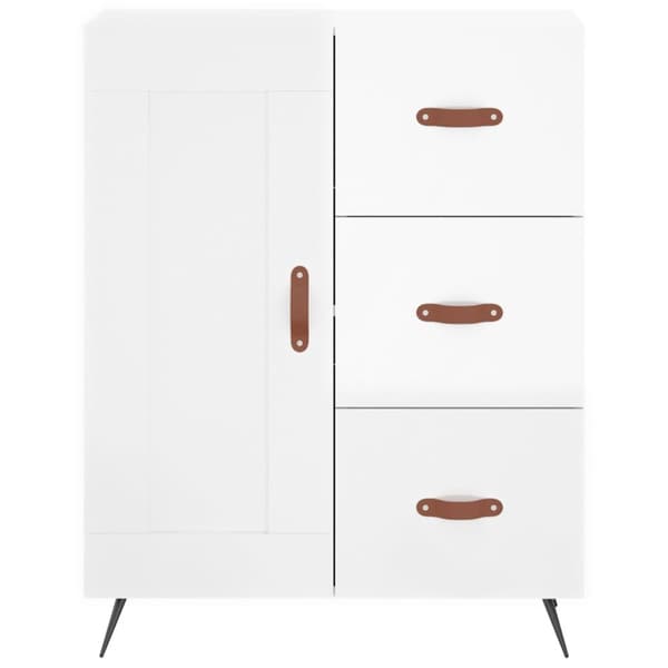 The Living Store højskab 69,5x34x180 cm konstrueret træ hvid højglans - Skænke
