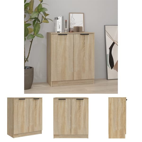 The Living Store skænk 60x30x70 cm konstrueret træ sonoma-eg -  Skænke