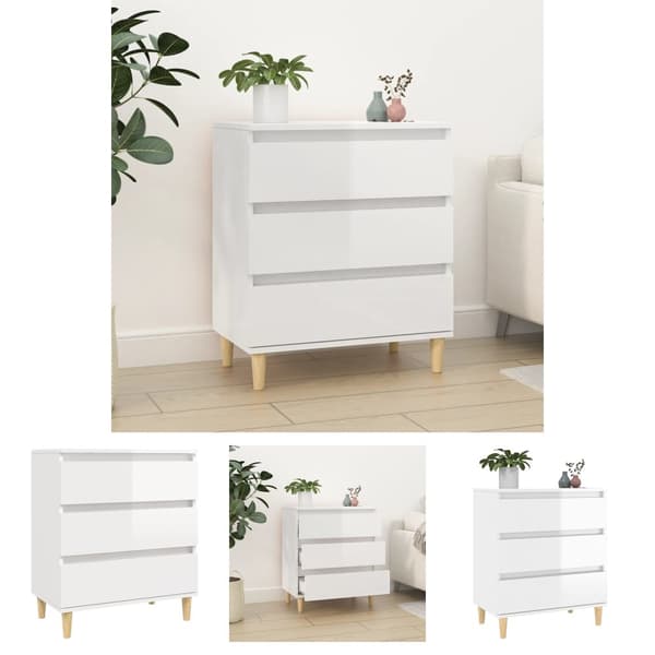 The Living Store Byrå vit högglans 60x35x70 cm konstruerat trä -  Skänkar & serveringsbord