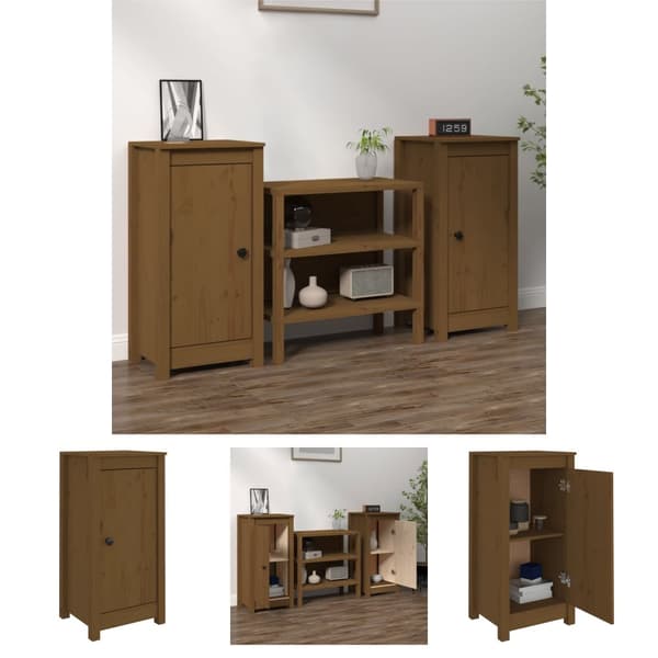 The Living Store Senkit 2 kpl hunajanruskea 40x35x80 cm täysi mänty -  Tarjoilupöydät & senkit
