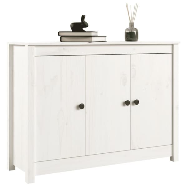 The Living Store skænk 110x35x74 cm massivt fyrretræ hvid - Skænke