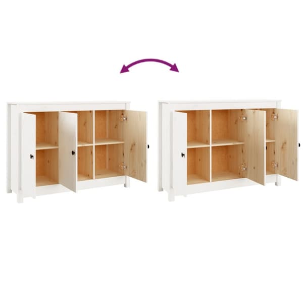 The Living Store skænk 110x35x74 cm massivt fyrretræ hvid - Skænke