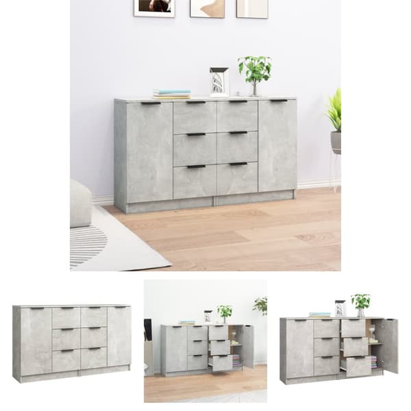 The Living Store skænke 2 stk. 60x30x70 cm konstrueret træ betongrå -  Skænke