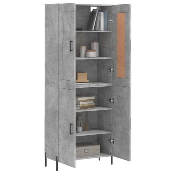 The Living Store Kaappi betoninharmaa 69,5x34x180 cm tekninen puu - Tarjoilupöydät & senkit