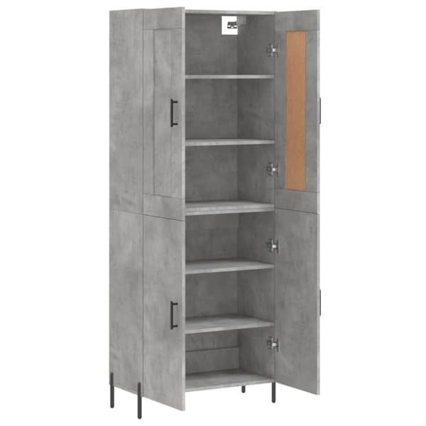 The Living Store Kaappi betoninharmaa 69,5x34x180 cm tekninen puu - Tarjoilupöydät & senkit