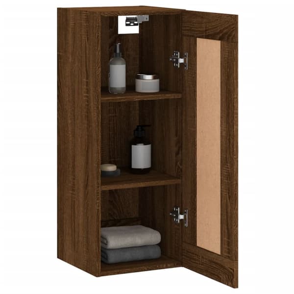 The Living Store vægskab 34,5x34x90 cm konstrueret træ brun egetræsfarve - Skænke
