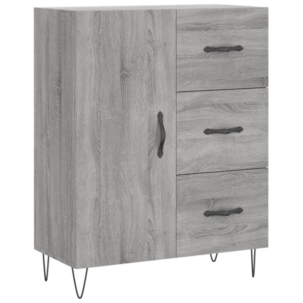 The Living Store Högskåp Grå Sonoma 69,5x34x180 cm konstruerat trä - Skänkar & serveringsbord