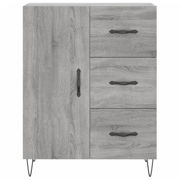 The Living Store Högskåp Grå Sonoma 69,5x34x180 cm konstruerat trä - Skänkar & serveringsbord