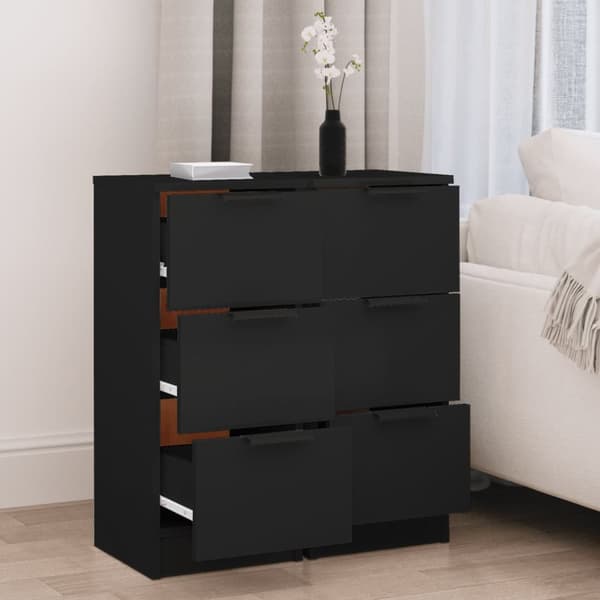 The Living Store Förvaringsskåp 2 st svart 30x30x70 cm konstruerat trä - Skänkar & serveringsbord