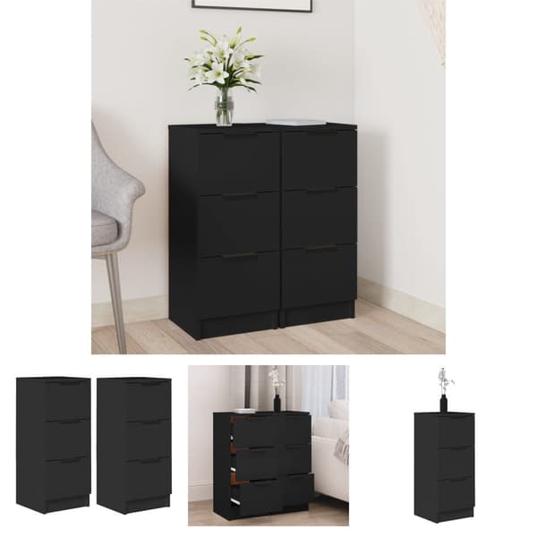 The Living Store Förvaringsskåp 2 st svart 30x30x70 cm konstruerat trä -  Skänkar & serveringsbord