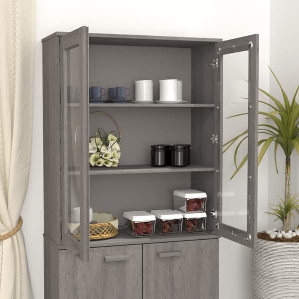 The Living Store Överdel till högskåp HAMAR ljusgrå 85x35x100 cm massiv furu -  Skänkar & serveringsbord