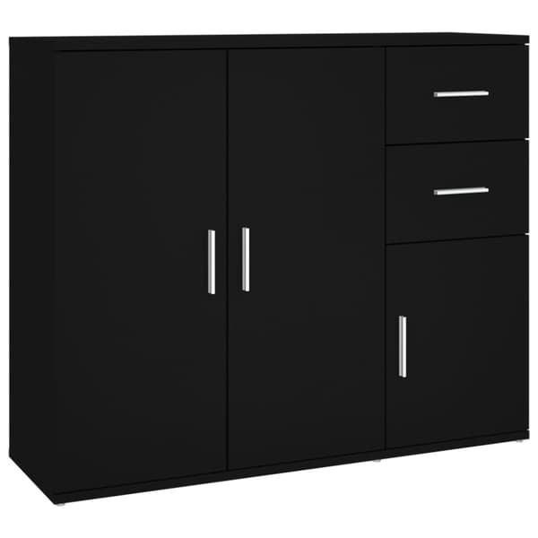 The Living Store Skänk svart 91x29,5x75 cm konstruerat trä - Skänkar & serveringsbord