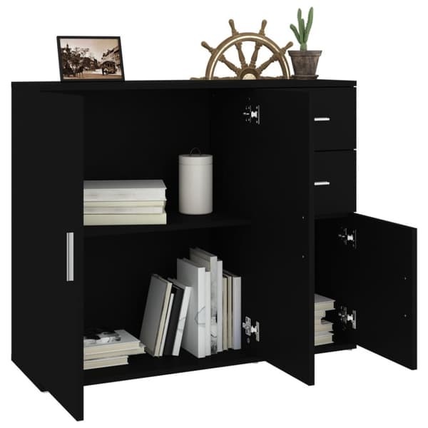 The Living Store Skänk svart 91x29,5x75 cm konstruerat trä - Skänkar & serveringsbord