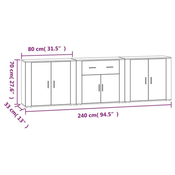The Living Store Skänk 3 delar Vit konstruerat trä -  Skänkar & serveringsbord