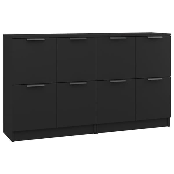 The Living Store Senkit 2 kpl musta 60x30x70 cm tekninen puu - Tarjoilupöydät & senkit