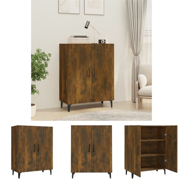 The Living Store skænk 70x34x90 cm konstrueret træ røget egetræsfarve -  Skænke