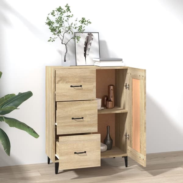 The Living Store skænk 69,5x34x90 cm konstrueret træ sonoma-eg - Skænke