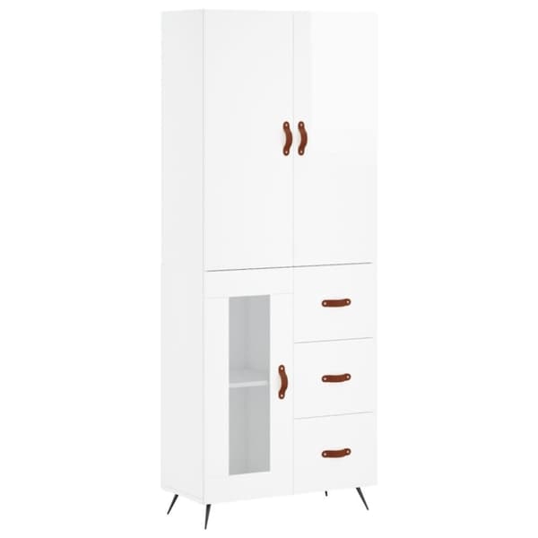 The Living Store højskab 69,5x34x180 cm konstrueret træ hvid højglans -  Skænke