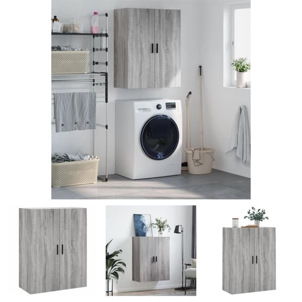 The Living Store væghængt skab 69,5x34x90 cm konstrueret træ grå sonoma-eg - Skænke
