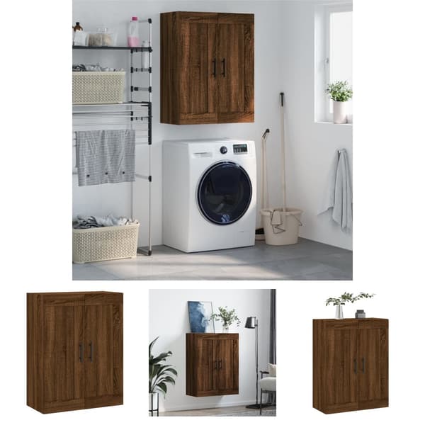 The Living Store Väggskåp brun ek 69,5x34x90 cm konstruerat trä -  Skänkar & serveringsbord