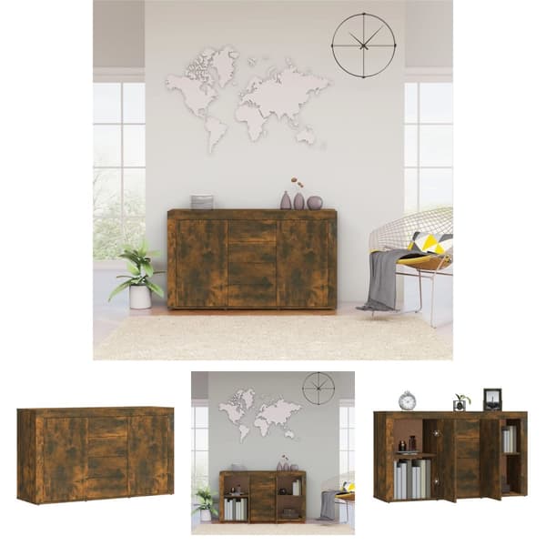 The Living Store skænk 120x36x69 cm konstrueret træ røget egetræsfarve -  Skænke