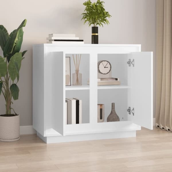 The Living Store Förvaringsskåp vit 80x34x75 cm konstruerat trä -  Skänkar & serveringsbord