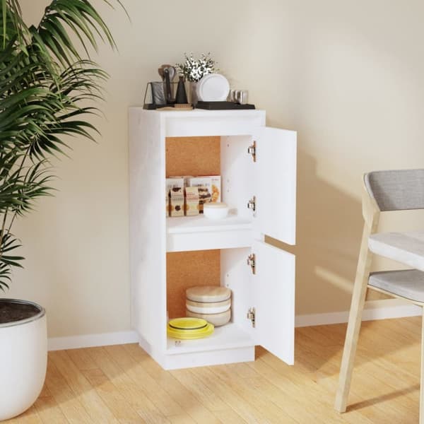 The Living Store skænk 31,5x34x75 cm massivt fyrretræ hvid -  Skænke