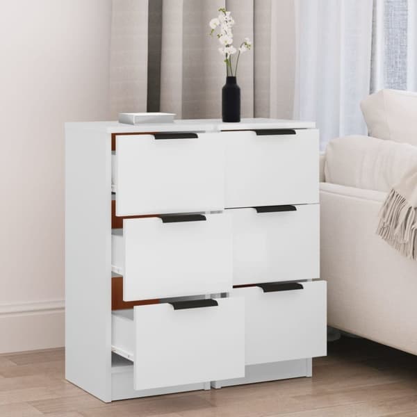The Living Store Skänkar 2 st vit 30x30x70 cm konstruerat trä - Skänkar & serveringsbord