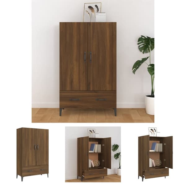 The Living Store skab 70x31x115 cm konstrueret træ brun egetræsfarve - Skænke