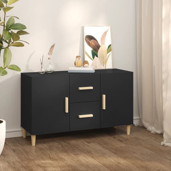 The Living Store Skänk svart 100x36x60 cm konstruerat trä - Skänkar & serveringsbord
