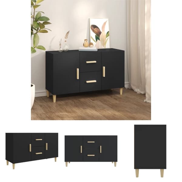 The Living Store Skänk svart 100x36x60 cm konstruerat trä - Skänkar & serveringsbord