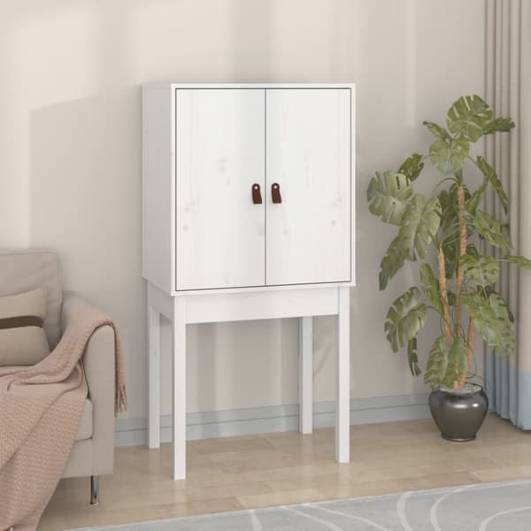 The Living Store Vitrinskåp vit 60x40x120 cm massiv furu - Skänkar & serveringsbord