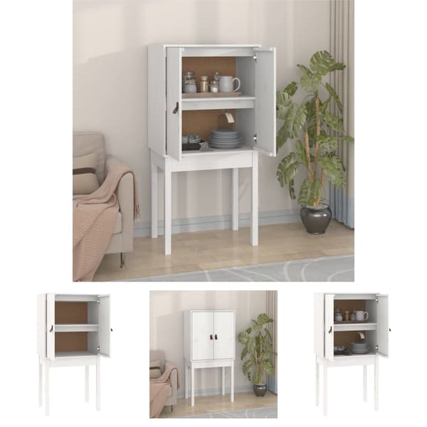 The Living Store Vitrinskåp vit 60x40x120 cm massiv furu - Skänkar & serveringsbord